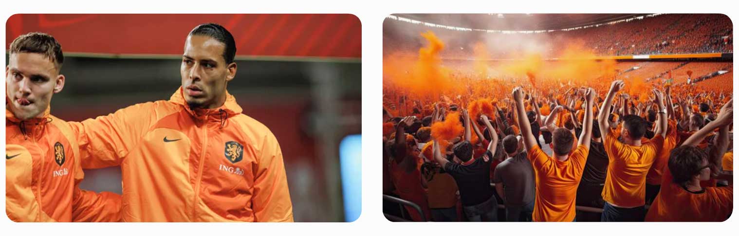 Oranje spelers uit Nederlands Elftal + Supporters in stadion